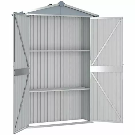 LANGRAY Abri De Jardin Gris 107,5x46x183 Cm Acier Galvanisé Maison & Jardin 3 LANGRAY Abri De Jardin Gris 107,5x46x183 Cm Acier Galvanisé Maison & Jardin – Image 3