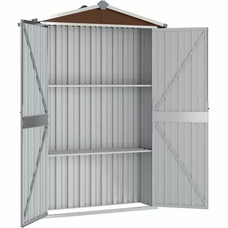 LANGRAY Abri De Jardin Marron 107,5x46x183 Cm Acier Galvanisé Maison & Jardin 3 LANGRAY Abri De Jardin Marron 107,5x46x183 Cm Acier Galvanisé Maison & Jardin – Image 3