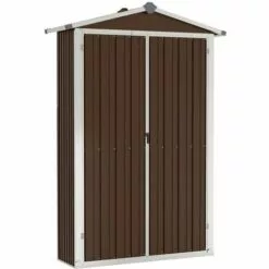 LANGRAY Abri De Jardin Marron 107,5x46x183 Cm Acier Galvanisé Maison & Jardin 9 LANGRAY Abri De Jardin Marron 107,5x46x183 Cm Acier Galvanisé Maison & Jardin -Serre de jardin Boutique 53826586 5