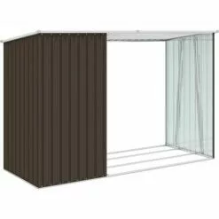 LANGRAY Abri à Bois De Jardin Marron 245x98x159 Cm Acier Galvanisé Maison & Jardin 7 LANGRAY Abri à Bois De Jardin Marron 245x98x159 Cm Acier Galvanisé Maison & Jardin -Serre de jardin Boutique 53826588 3