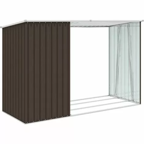 LANGRAY Abri à Bois De Jardin Marron 245x98x159 Cm Acier Galvanisé Maison & Jardin 3 LANGRAY Abri à Bois De Jardin Marron 245x98x159 Cm Acier Galvanisé Maison & Jardin – Image 3