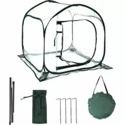 SUPERMARKET Mini Serre Pop Up Grow House, Couverture De Serre Intérieure Extérieure En PVC, Petit Abri De Fleurs De Jardin Portable - 80 X 80 X 80 Cm,Suoperma,vert Foncé + Transparent