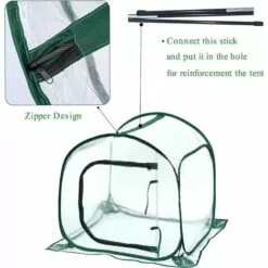 SUPERMARKET Mini Serre Pop Up Grow House, Couverture De Serre Intérieure Extérieure En PVC, Petit Abri De Fleurs De Jardin Portable - 80 X 80 X 80 Cm,Suoperma,vert Foncé + Transparent 9 SUPERMARKET Mini Serre Pop Up Grow House, Couverture De Serre Intérieure Extérieure En PVC, Petit Abri De Fleurs De Jardin Portable - 80 X 80 X 80 Cm,Suoperma,vert Foncé + Transparent -Serre de jardin Boutique 54902711 5