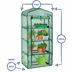 PETITES ECREVISSES Mini Serre De Jardin En PVC Avec 4 Étagères 69x49x160cm Pour Semis Fleurs Culture De Plantes - Vert -Serre de jardin Boutique 55495839 2