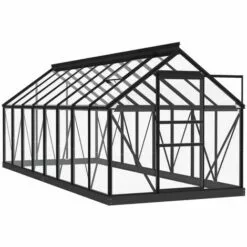 INLIFE Serre En Verre Anthracite 155x395,5x191 Cm Aluminium