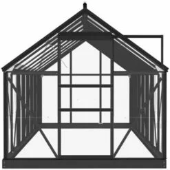 INLIFE Serre En Verre Anthracite 155x395,5x191 Cm Aluminium -Serre de jardin Boutique 55644014 4