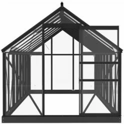 INLIFE Serre En Verre Anthracite 155x395,5x191 Cm Aluminium -Serre de jardin Boutique 55644014 5