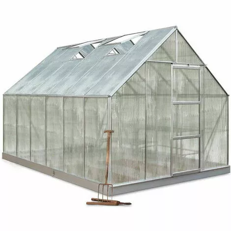 ATOUT LOISIR Serre De Jardin En Verre Polycarbonate 9.9m², Couleur Noir, Base Sans Base - Noir 1 ATOUT LOISIR Serre De Jardin En Verre Polycarbonate 9.9m², Couleur Noir, Base Sans Base - Noir