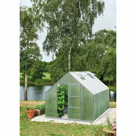 ATOUT LOISIR Serre De Jardin En Verre Polycarbonate 9.9m², Couleur Noir, Base Sans Base - Noir 3 ATOUT LOISIR Serre De Jardin En Verre Polycarbonate 9.9m², Couleur Noir, Base Sans Base - Noir – Image 3