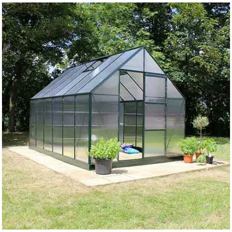 ATOUT LOISIR Serre De Jardin En Verre Polycarbonate 9.9m², Couleur Noir, Base Sans Base - Noir 4 ATOUT LOISIR Serre De Jardin En Verre Polycarbonate 9.9m², Couleur Noir, Base Sans Base - Noir – Image 4
