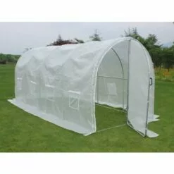 VENTE-UNIQUE.COM Couverture De Rechange Pour Serre Tunnel Avec Porte 9 M² - L450 X L200 X H200 Cm - ALOCASIA - Blanc