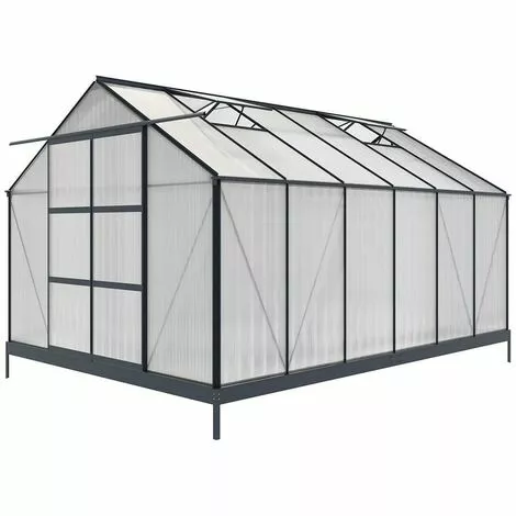 VENTE-UNIQUE.COM Serre De Jardin En Polycarbonate De 13 M² Avec Embase - Anthracite - KALIDA - Gris Anthracite 2 VENTE-UNIQUE.COM Serre De Jardin En Polycarbonate De 13 M² Avec Embase - Anthracite - KALIDA - Gris Anthracite – Image 2
