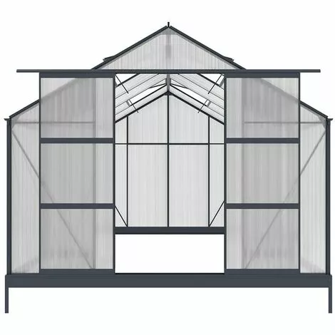 VENTE-UNIQUE.COM Serre De Jardin En Polycarbonate De 13 M² Avec Embase - Anthracite - KALIDA - Gris Anthracite 4 VENTE-UNIQUE.COM Serre De Jardin En Polycarbonate De 13 M² Avec Embase - Anthracite - KALIDA - Gris Anthracite – Image 4