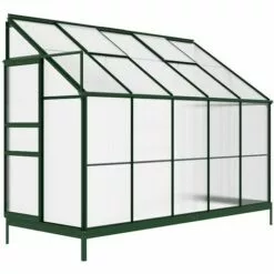 VENTE-UNIQUE.COM Serre De Jardin Adossée En Polycarbonate De 3,7 M² Avec Embase - Vert - CALICE II - Vert Sapin -Serre de jardin Boutique 55883123 3