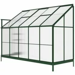 VENTE-UNIQUE.COM Serre De Jardin Adossée En Polycarbonate De 3,7 M² Avec Embase - Vert - CALICE II - Vert Sapin -Serre de jardin Boutique 55883123 5