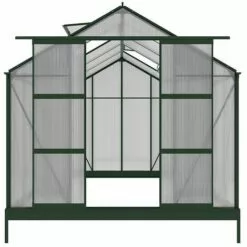 VENTE-UNIQUE.COM Serre De Jardin En Polycarbonate De 9 M² Avec Embase - Vert - COROLLE II - Vert Sapin -Serre de jardin Boutique 55883128 4
