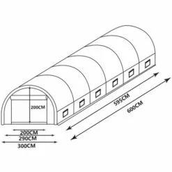 VENTE-UNIQUE.COM Serre Tunnel Avec Structure En Acier 18 M² - L600 X L300 X H200 Cm - IPOMEA - Vert -Serre de jardin Boutique 55883187 3