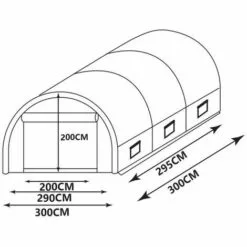 VENTE-UNIQUE.COM Serre Tunnel Avec Structure En Acier 9 M² - L300 X L300 X H200 Cm - IPOMEA - Vert -Serre de jardin Boutique 55883852 3