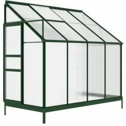 VENTE-UNIQUE.COM Serre De Jardin Adossée En Polycarbonate De 2,9m² Avec Embase - Vert - ZENAIS - Vert Sapin -Serre de jardin Boutique 55884621 3