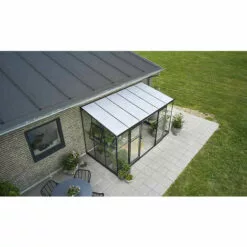 HALLS Serre Adossée Polycarbonate 6 Mm Et Verre Trempé 3 Mm Surface Qube Lean-to 7.10 M², Base Sans Base - Noir -Serre de jardin Boutique 56364374 3