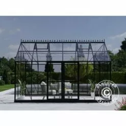 DANCOVER Orangerie/Serre 13,3m², 4,45x2,99x2,95m Avec Socle Et Crête Ornementale, Noir - Noir