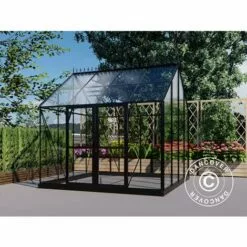 DANCOVER Orangerie/Serre 13,3m², 4,45x2,99x2,95m Avec Socle Et Crête Ornementale, Noir - Noir 7 DANCOVER Orangerie/Serre 13,3m², 4,45x2,99x2,95m Avec Socle Et Crête Ornementale, Noir - Noir -Serre de jardin Boutique 56627657 3