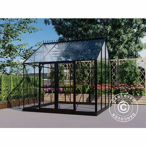 DANCOVER Orangerie/Serre 13,3m², 4,45x2,99x2,95m Avec Socle Et Crête Ornementale, Noir - Noir 3 DANCOVER Orangerie/Serre 13,3m², 4,45x2,99x2,95m Avec Socle Et Crête Ornementale, Noir - Noir – Image 3