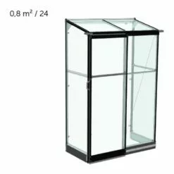 HALLS Serre Adossée Qube Lean-to En Verre Trempé 0.80m², Base Base Black - Noir