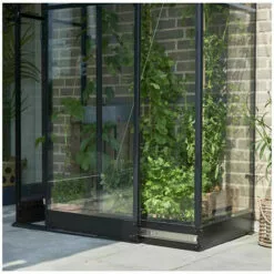 HALLS Serre Adossée Qube Lean-to En Verre Trempé 0.80m², Base Base Black - Noir -Serre de jardin Boutique 56842227 4