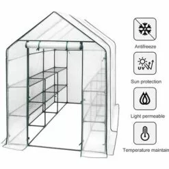 WOLTU Serre De Jardin PE. Serre Pour Légumes Avec Porte. Blanc. 143x215x195cm -Serre de jardin Boutique 57122753 3