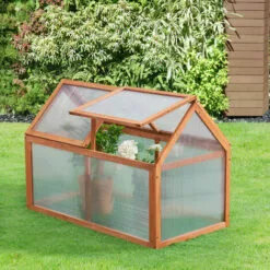 Châssis De Jardin Duiven Toiture Relevable à 2 Pans En Polycarbonate Et Pin 100 X 55 X 41-70 Cm [casa.pro]