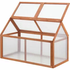 Châssis De Jardin Duiven Toiture Relevable à 2 Pans En Polycarbonate Et Pin 100 X 55 X 41-70 Cm [casa.pro] -Serre de jardin Boutique 58805542 4