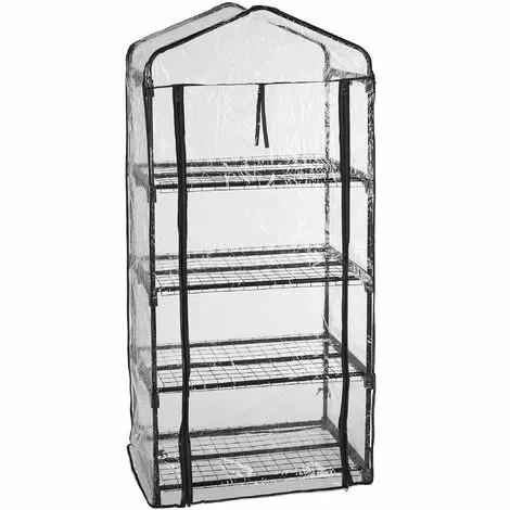 Relaxdays Serre De Balcon, Bâche En PVC, Acier, 4 étagères, H X L X P : Env. 159 X 69 X 49 cm, Noir Et Transparent 2 Relaxdays Serre De Balcon, Bâche En PVC, Acier, 4 étagères, H X L X P : Env. 159 X 69 X 49 cm, Noir Et Transparent – Image 2