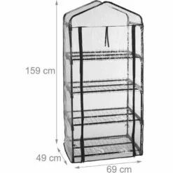 Relaxdays Serre De Balcon, Bâche En PVC, Acier, 4 étagères, H X L X P : Env. 159 X 69 X 49 cm, Noir Et Transparent 9 Relaxdays Serre De Balcon, Bâche En PVC, Acier, 4 étagères, H X L X P : Env. 159 X 69 X 49 cm, Noir Et Transparent -Serre de jardin Boutique 59406218 5