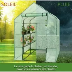 RELAX4LIFE Serre De Jardin Solide En PE Vert Avec Étagères En Maille De Fer Et Bâche Pour Serre Imperméable, Facile à Assembler,143 X 143 X 195cm -Serre de jardin Boutique 60464520 5
