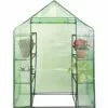 RELAX4LIFE Serre De Jardin Solide En PE Vert Avec Étagères En Maille De Fer Et Bâche Pour Serre Imperméable, Facile à Assembler, 143 X 73 X 195 Cm(143x73x195cm, Vert)