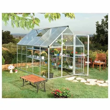 CANOPIA Serre De Jardin En Polycarbonate Hybrid 5,66 M², Couleur Argent, Ancrage Au Sol Oui - Argent 2 CANOPIA Serre De Jardin En Polycarbonate Hybrid 5,66 M², Couleur Argent, Ancrage Au Sol Oui - Argent – Image 2