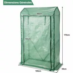 COSTWAY Serre De Jardin Portable-100 Cm X 50 Cm X 170 Cm Avec Porte à Glissière Enroulable-2 Sangles Housse En Plastique PE -Serre de jardin Boutique 61219964 5