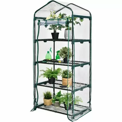 COSTWAY Serre De Jardin-4 Étagères Amovibles-69x48,5x159cm Avec Bâche PE Et Porte Enroulable-Transparente Intérieur/Extérieur 1 COSTWAY Serre De Jardin-4 Étagères Amovibles-69x48,5x159cm Avec Bâche PE Et Porte Enroulable-Transparente Intérieur/Extérieur