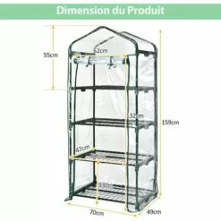 COSTWAY Serre De Jardin-4 Étagères Amovibles-69x48,5x159cm Avec Bâche PE Et Porte Enroulable-Transparente Intérieur/Extérieur 9 COSTWAY Serre De Jardin-4 Étagères Amovibles-69x48,5x159cm Avec Bâche PE Et Porte Enroulable-Transparente Intérieur/Extérieur -Serre de jardin Boutique 61220015 5