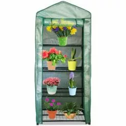 TolleTour Serre De Jardin Balcon Terrasse Serre Pour Tomates Acier PVC Imperméable Anti-UV Transparent 70*50*160CM Vert - Vert