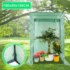 TolleTour Tissu En Maille PE Pour Serre De Jardin Balcon Terrasse Serre Pour Tomates Acier PVC Imperméable Anti-UV Transparent 100*50*150CM Vert - Vert -Serre de jardin Boutique 61232784 4