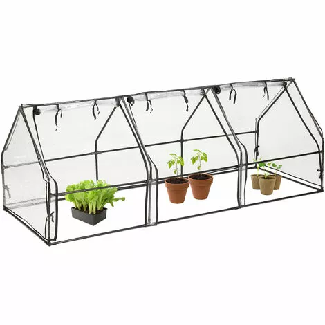 Relaxdays Serre De Jardin 3 Portes, Bâche En PVC, Pour Vos Plantations Précoces, HxLxP : 93 X 245 X 91 cm; Transparent 1 Relaxdays Serre De Jardin 3 Portes, Bâche En PVC, Pour Vos Plantations Précoces, HxLxP : 93 X 245 X 91 cm; Transparent
