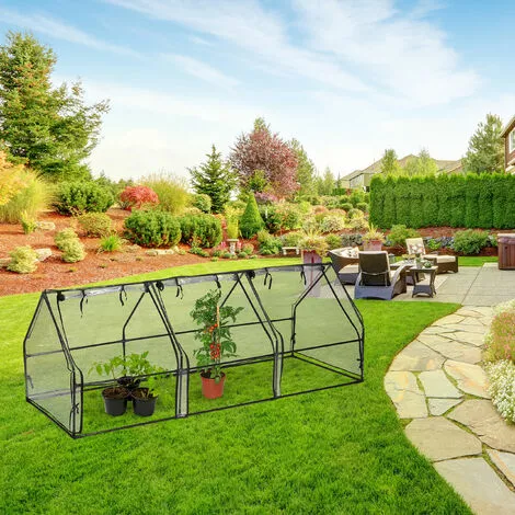 Relaxdays Serre De Jardin 3 Portes, Bâche En PVC, Pour Vos Plantations Précoces, HxLxP : 93 X 245 X 91 cm; Transparent 3 Relaxdays Serre De Jardin 3 Portes, Bâche En PVC, Pour Vos Plantations Précoces, HxLxP : 93 X 245 X 91 cm; Transparent – Image 3