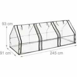 Relaxdays Serre De Jardin 3 Portes, Bâche En PVC, Pour Vos Plantations Précoces, HxLxP : 93 X 245 X 91 cm; Transparent 9 Relaxdays Serre De Jardin 3 Portes, Bâche En PVC, Pour Vos Plantations Précoces, HxLxP : 93 X 245 X 91 cm; Transparent -Serre de jardin Boutique 61313958 5