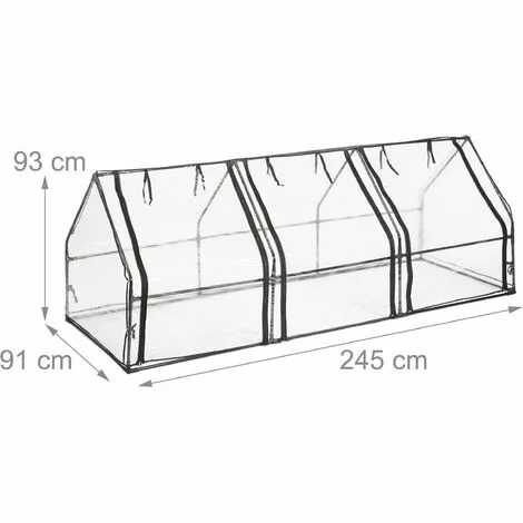 Relaxdays Serre De Jardin 3 Portes, Bâche En PVC, Pour Vos Plantations Précoces, HxLxP : 93 X 245 X 91 cm; Transparent 5 Relaxdays Serre De Jardin 3 Portes, Bâche En PVC, Pour Vos Plantations Précoces, HxLxP : 93 X 245 X 91 cm; Transparent – Image 5