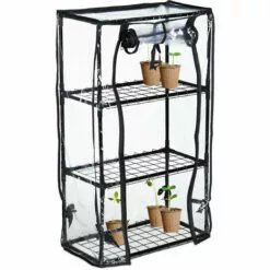 Relaxdays Serre Pour Balcon, Bâche En PVC, Structure En Acier, 3étagères, HxLxP : 80 X 48 X 24,5 cm; Noir/transparent
