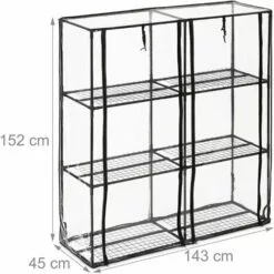 Relaxdays Serre De Jardin 6 étagères, Bâche PVC, Structure En Acier, 2 Portes, HLP : 152 X 143 X 45 cm, Transparent/noir -Serre de jardin Boutique 61313983 5