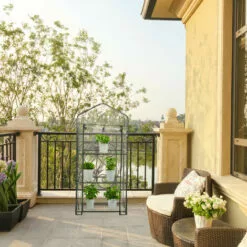 Relaxdays Serre Pour Balcon, Bâche En PVC, Structure En Acier, 3étagères, HxLxP : 126 X 59 X 37 cm; Noir/transparent -Serre de jardin Boutique 61314034 3