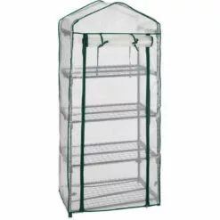 Relaxdays Serre De Balcon, Métal & Bâche En PE, Avec Portes Et Filet, H X L X P : 159 X 70 X 49 cm, Vert/blanc